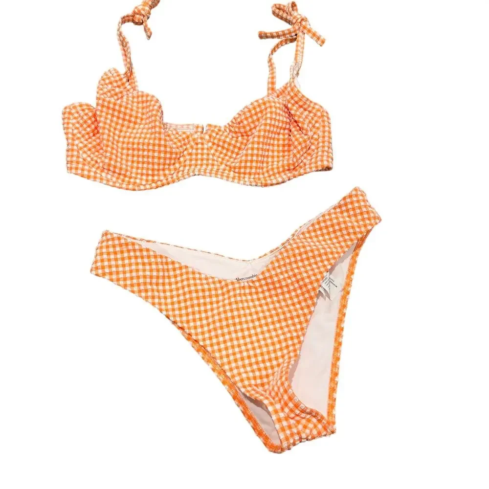 Abercrombie & Fitch Orange Gingham Bikini Size Medium